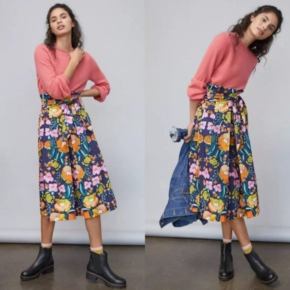 Anthropologie Corey Lynn Calter Kyla Paperbag Midi Skirt Size Medium NWOT $158 - Picture 1 of 14